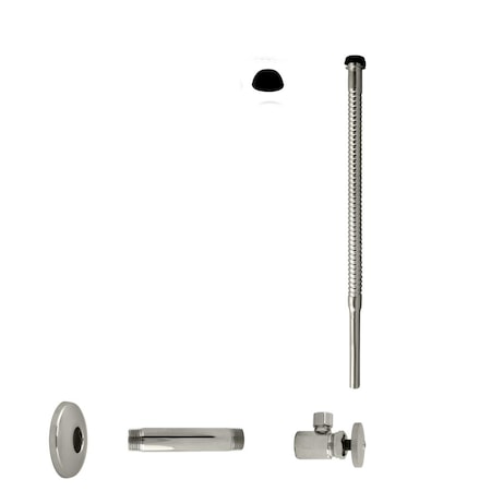 Westbrass Supply Kit, 1/2" IPS x 3/8" OD x 12" Corrugated in Polished Nickel D103K12-05